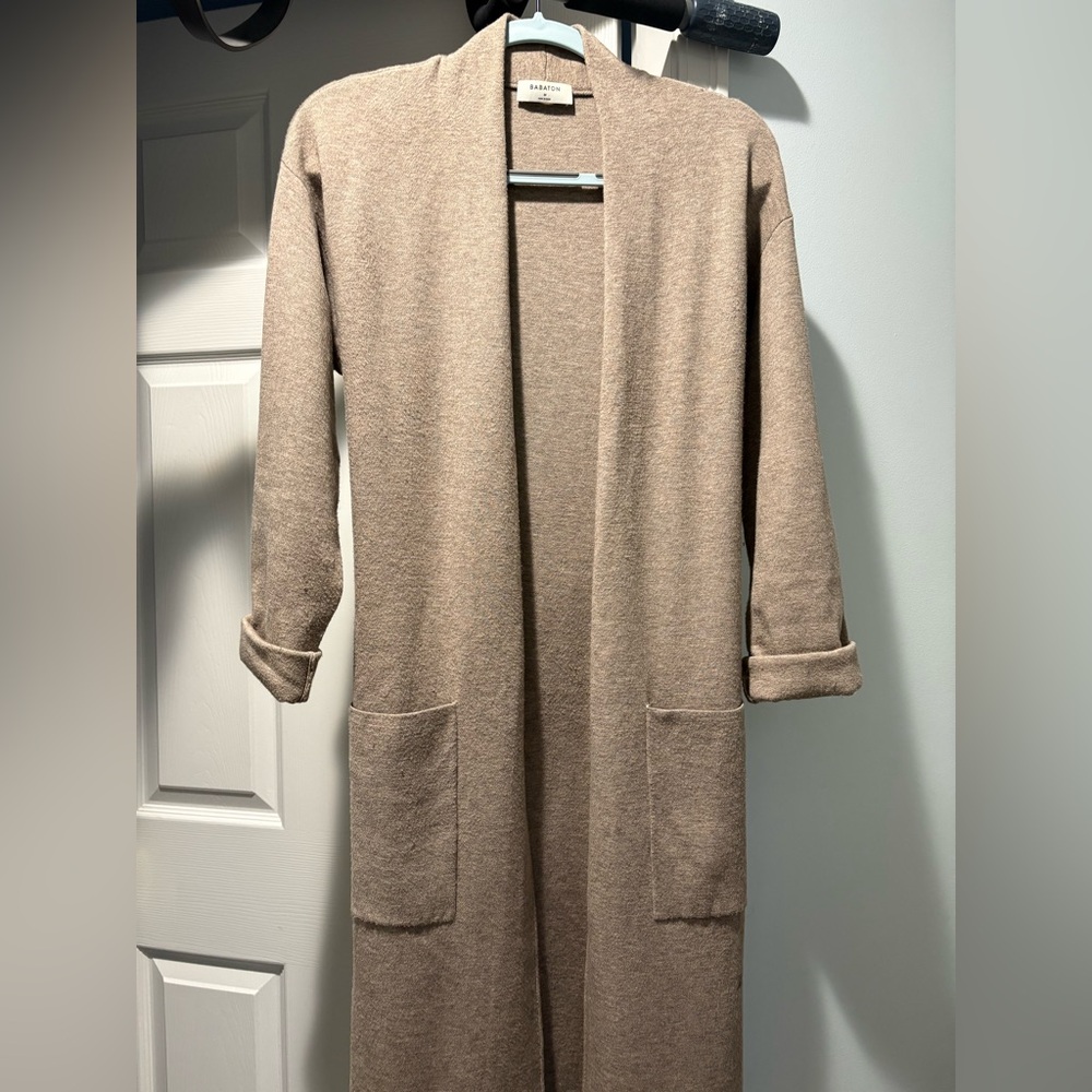 Aritzia Tan Long Cardigan with Pockets